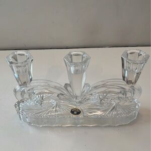 Vintage Bohemia Czech  – Crystal 3 Arm Candlestick
